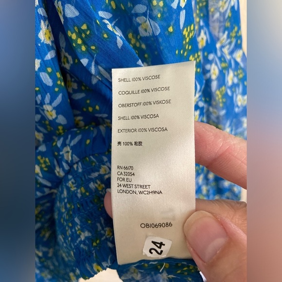 FREE PEOPLE ROMA FLORAL-PRINTED Blue BLOUSE TOP Sz Medium - Picture 10 of 14